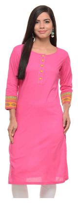 

Sritika Women Pink Solid Straight Kurta