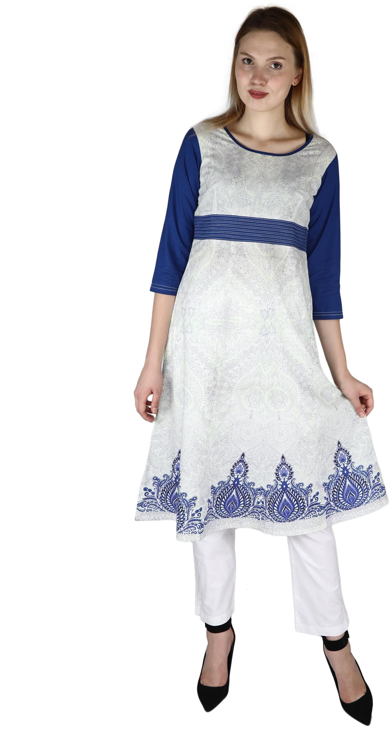 

Sritika Women White Cotton Blend Kurti