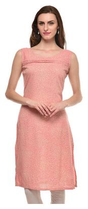 

Sritika Women Pink Printed Straight Kurta