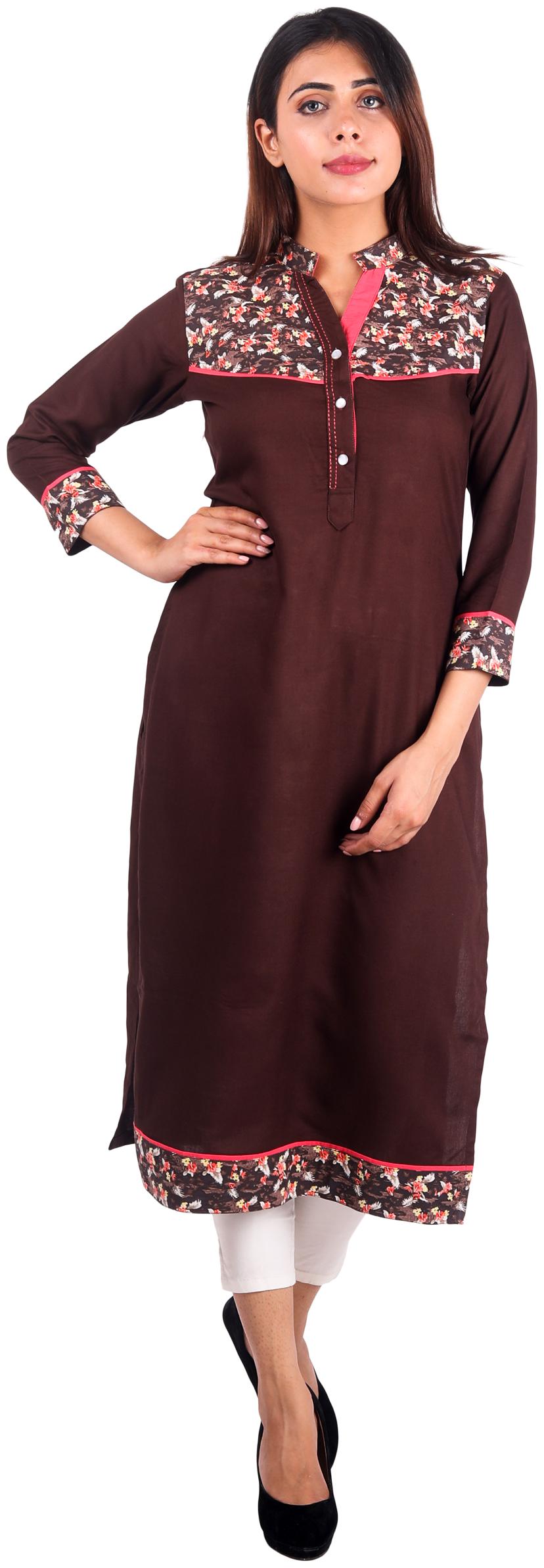 

Sritika Women Brown Rayon Kurti