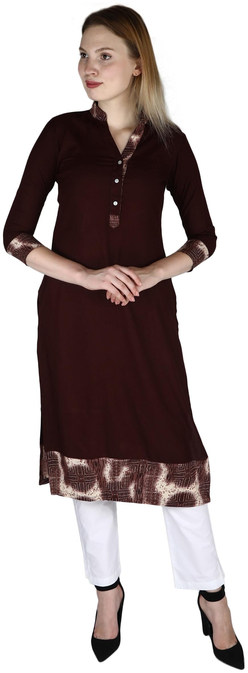 

Sritika Women Brown Rayon Kurti
