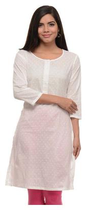 

Sritika Women White Solid Straight Kurta