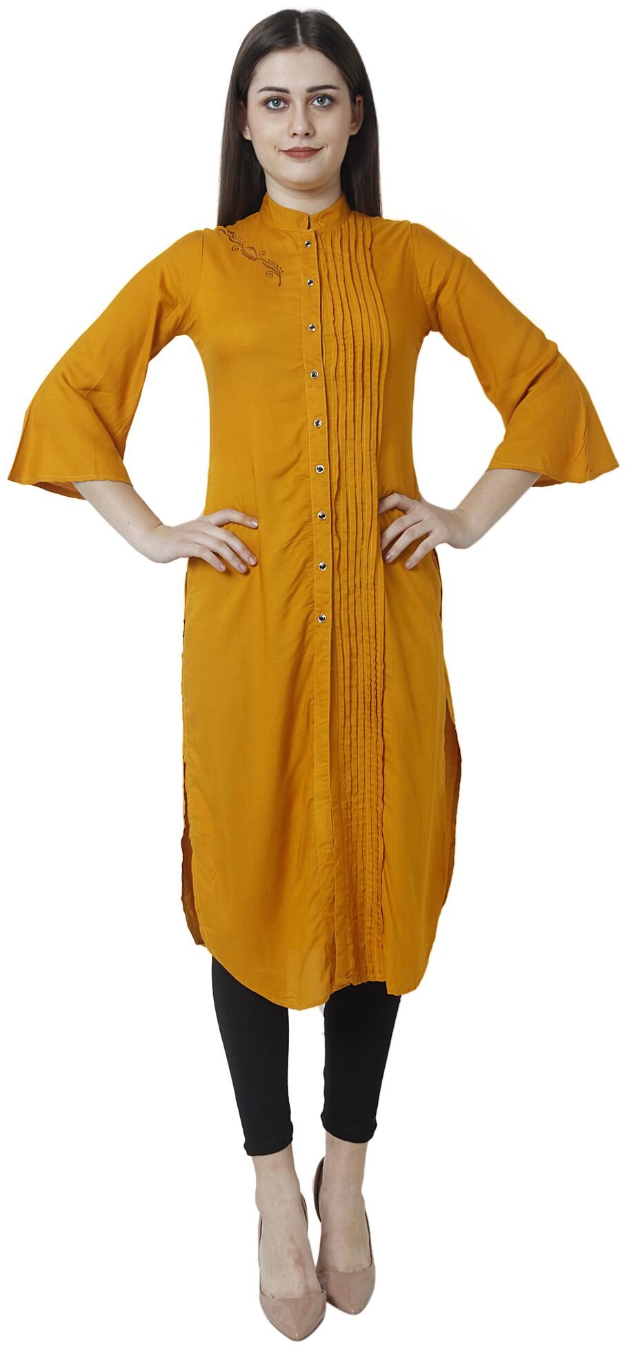 

Sritika Women Mustard Rayon Kurti