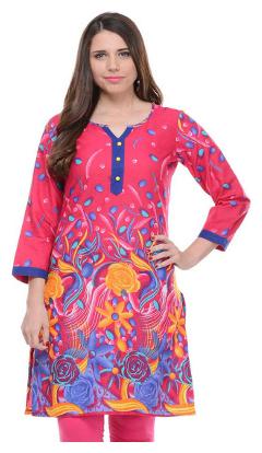 

Sritika Women Pink Printed Straight Kurta