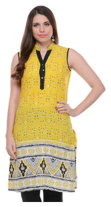 

Sritika Women Yellow Printed Straight Kurta