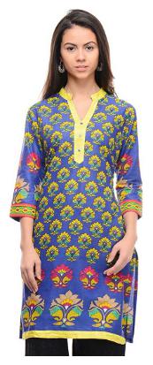 

Sritika Women Blue Printed Straight Kurta