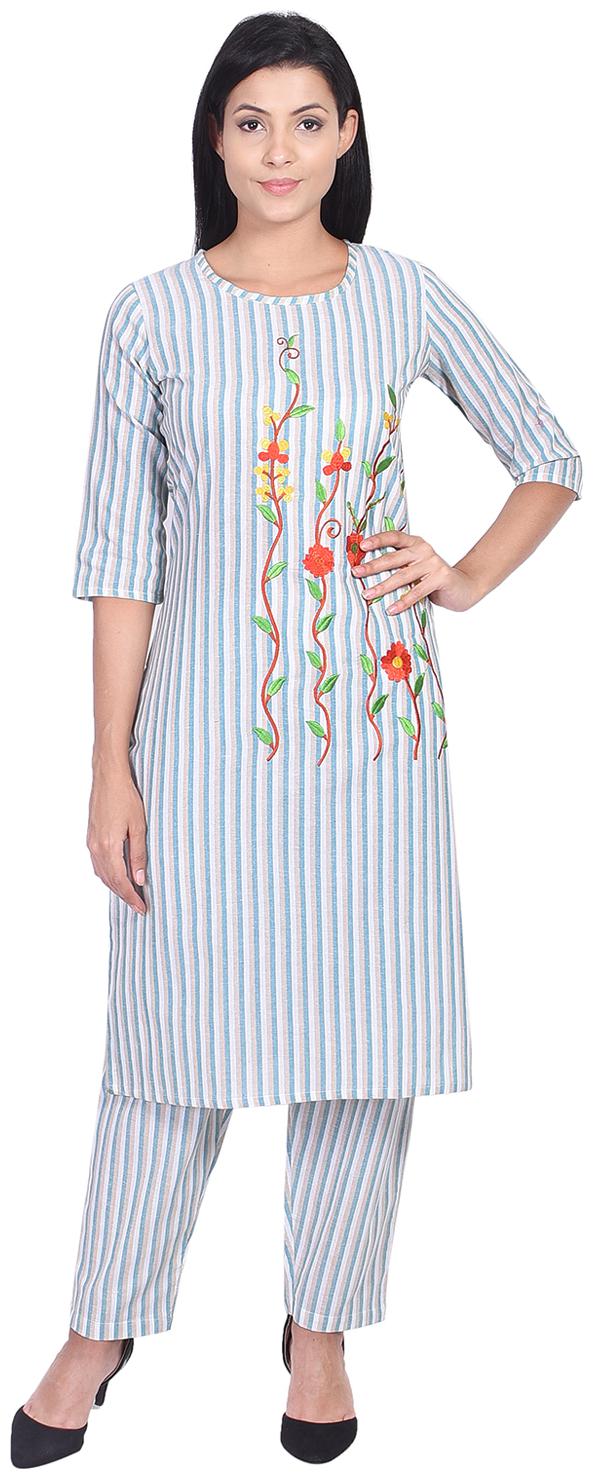 

SSARA Women Cotton Kurta With Pants -White