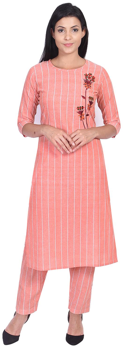 

SSARA Women Peach Embroidered Straight Kurta