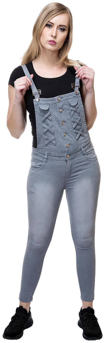 STANVEE Solid Dungaree - Grey