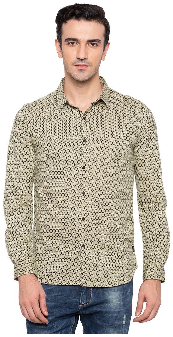 

Status Quo Men Green Printed Slim Fit Casual Shirt
