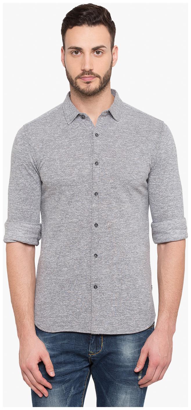 

Status Quo Men Grey Solid Slim Fit Casual Shirt