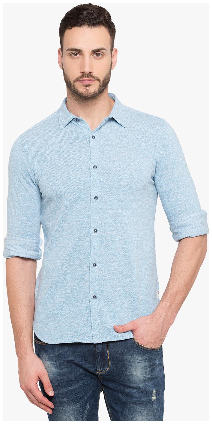 

Status Quo Men Blue Solid Slim Fit Casual Shirt