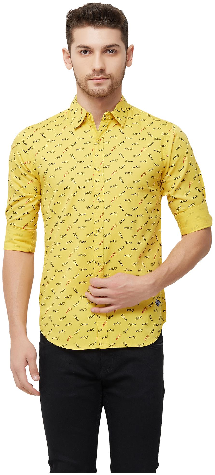 

Status Quo Men Yellow Printed Slim Fit Casual Shirt