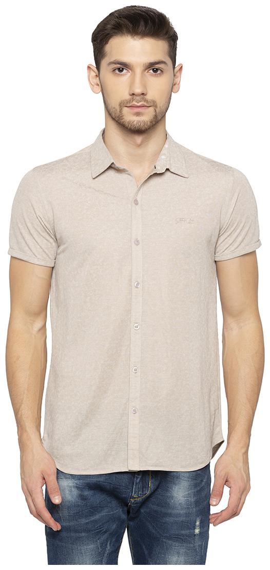 

Status Quo Men Beige Solid Slim Fit Casual Shirt