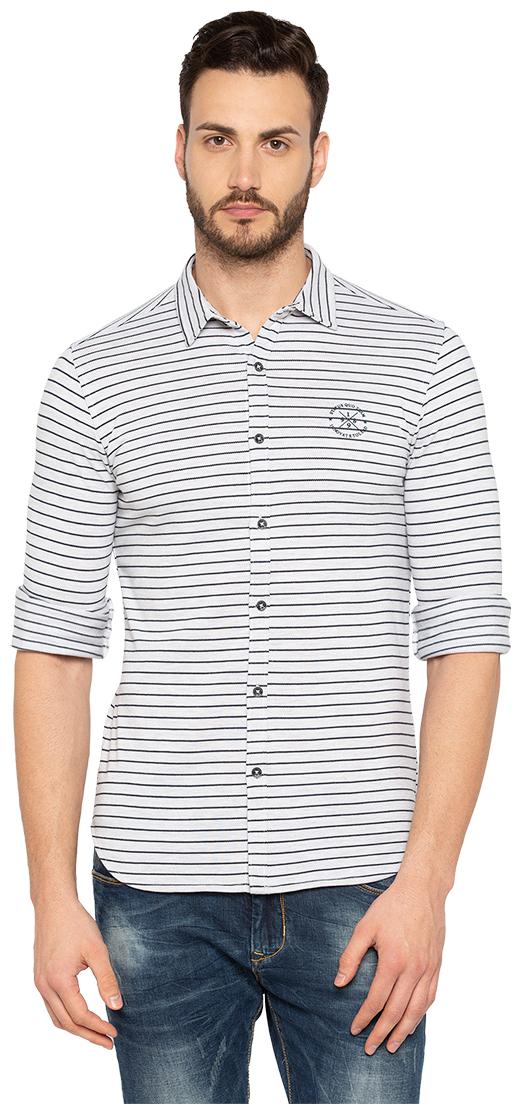 

Status Quo Men White Abstract Slim Fit Casual Shirt
