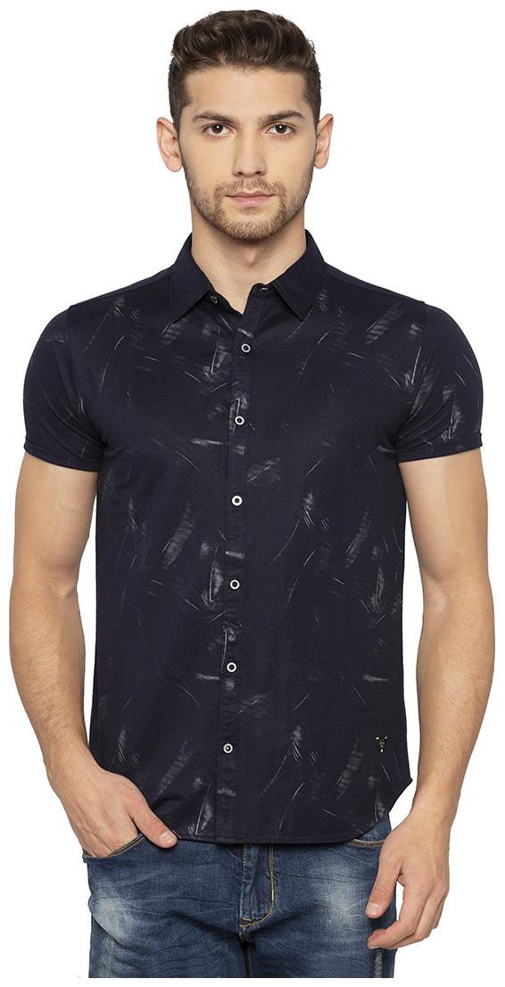 

Status Quo Men Blue Printed Slim Fit Casual Shirt