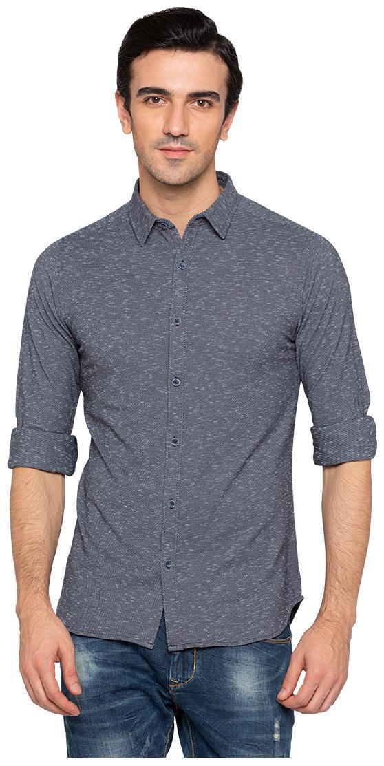 

Status Quo Men Blue Solid Slim Fit Casual Shirt