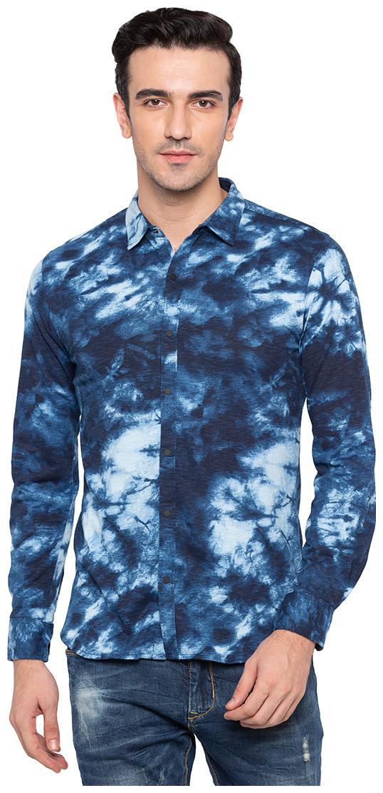 

Status Quo Men Blue Printed Slim Fit Casual Shirt