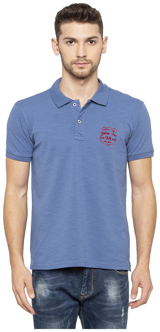 

Status Quo Men Blue Slim fit Cotton Polo collar T-Shirt - Pack Of 1
