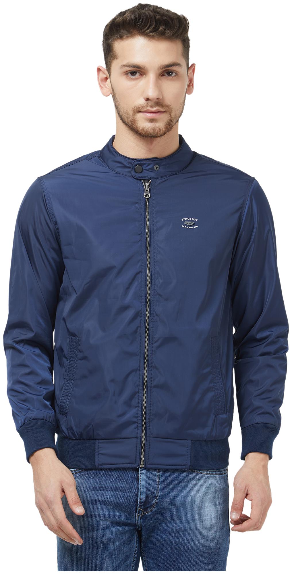 

Status Quo Men Blue Solid Quilted jacket