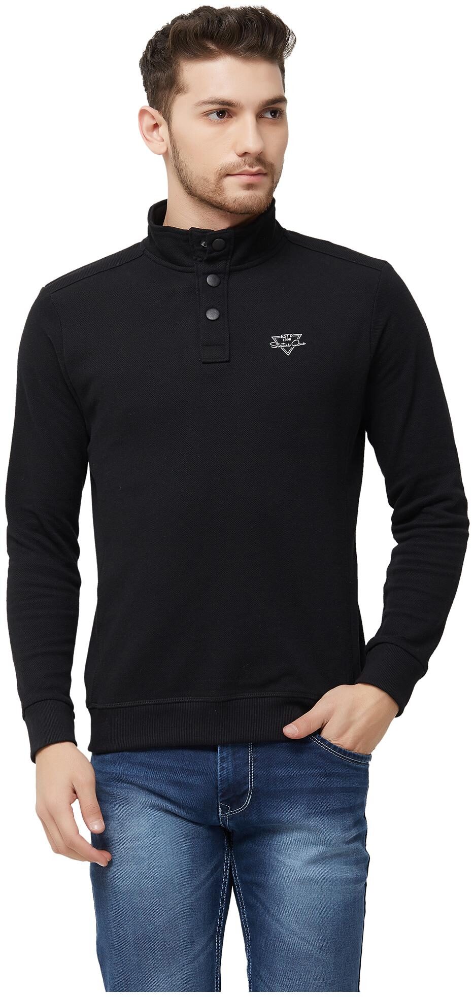 

Status Quo Men Black High neck Sweatshirt