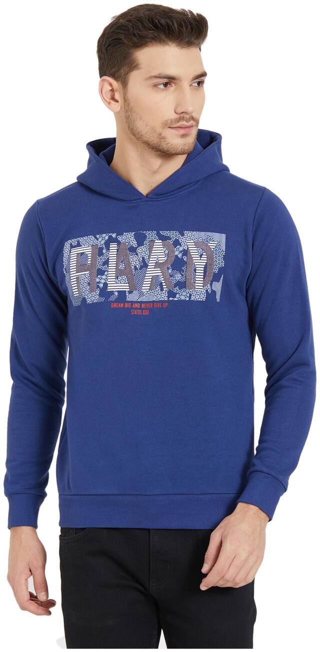 Status Quo Men Blue Hooded Hoodie