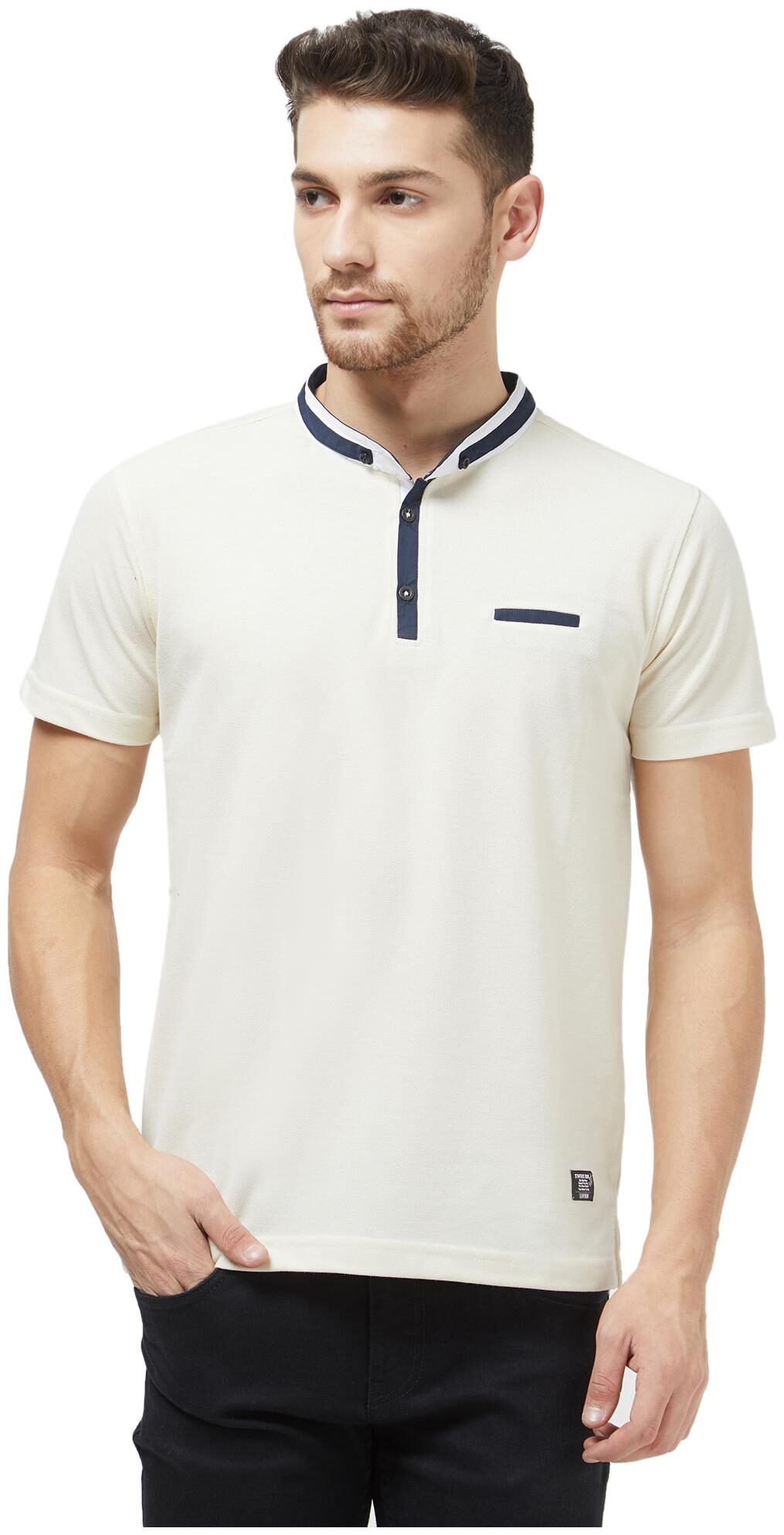 

Status Quo Men Beige Slim fit Cotton High neck T-Shirt - Pack Of 1