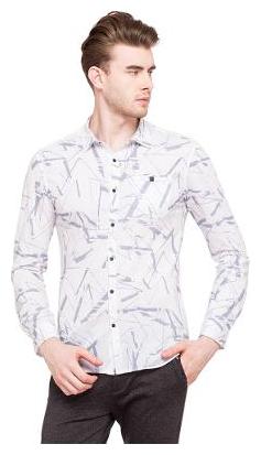 

Status Quo Men White Printed Slim Fit Casual Shirt