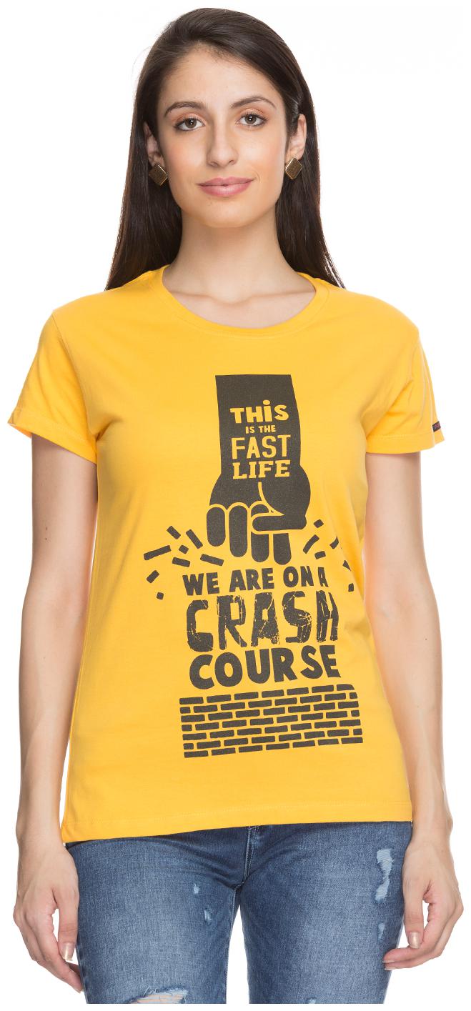 

Status Quo Women Yellow Slim fit Round neck Polyester T shirt