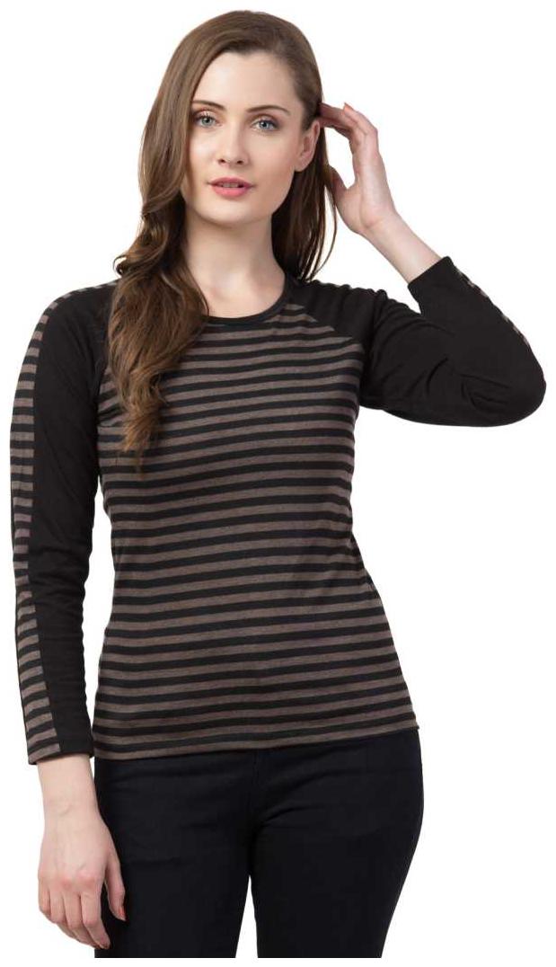 

STITCH VASTRA Women Black Regular fit Round neck Cotton T shirt