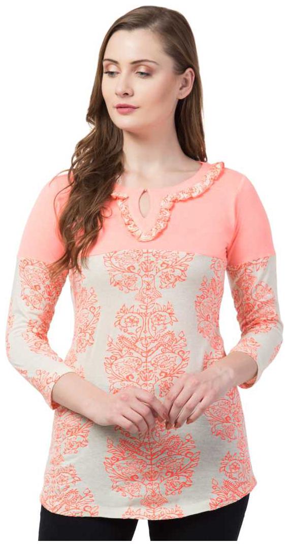 

STITCH VASTRA Women Printed Regular top - Cream Pink