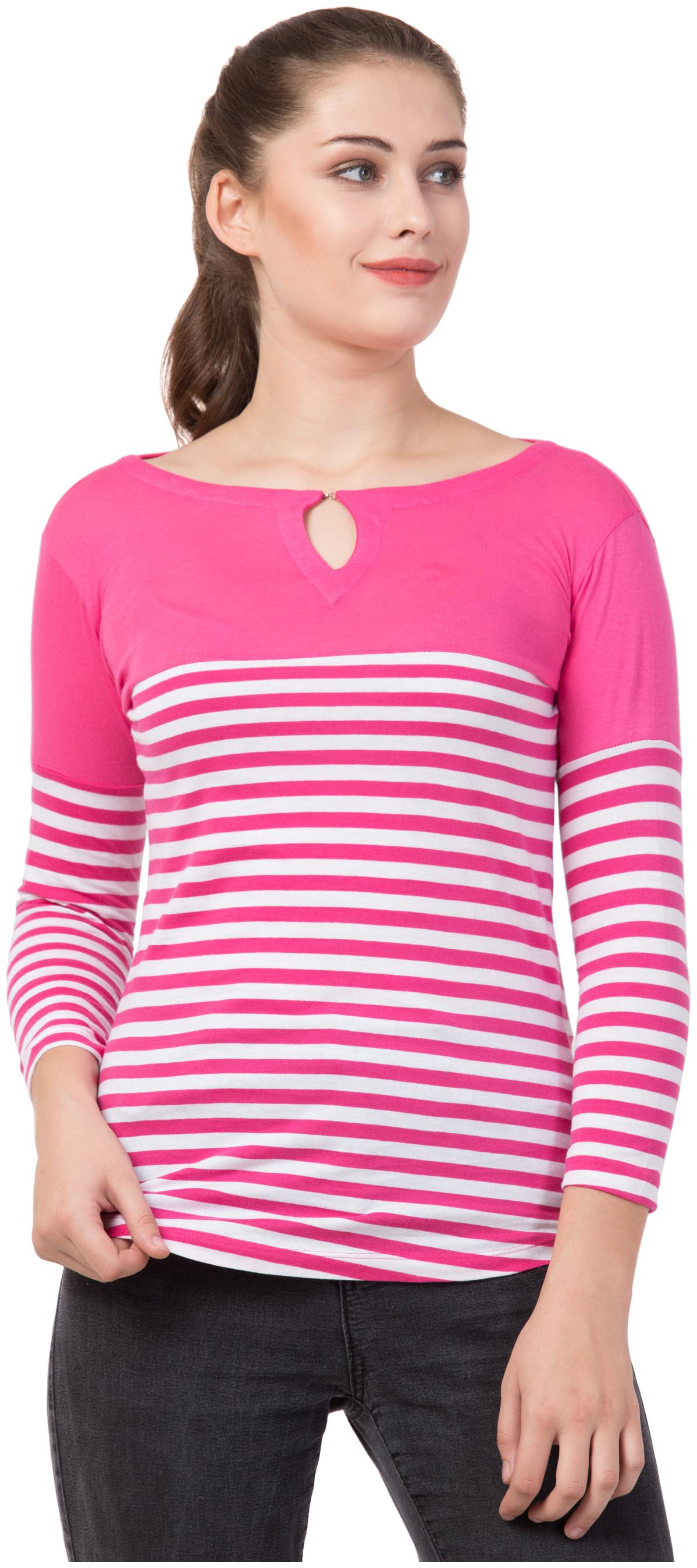 

STITCH VASTRA Pink Color 3 4 Sleeve Round Neck With Key Hole Trendy Women s T-Shirt
