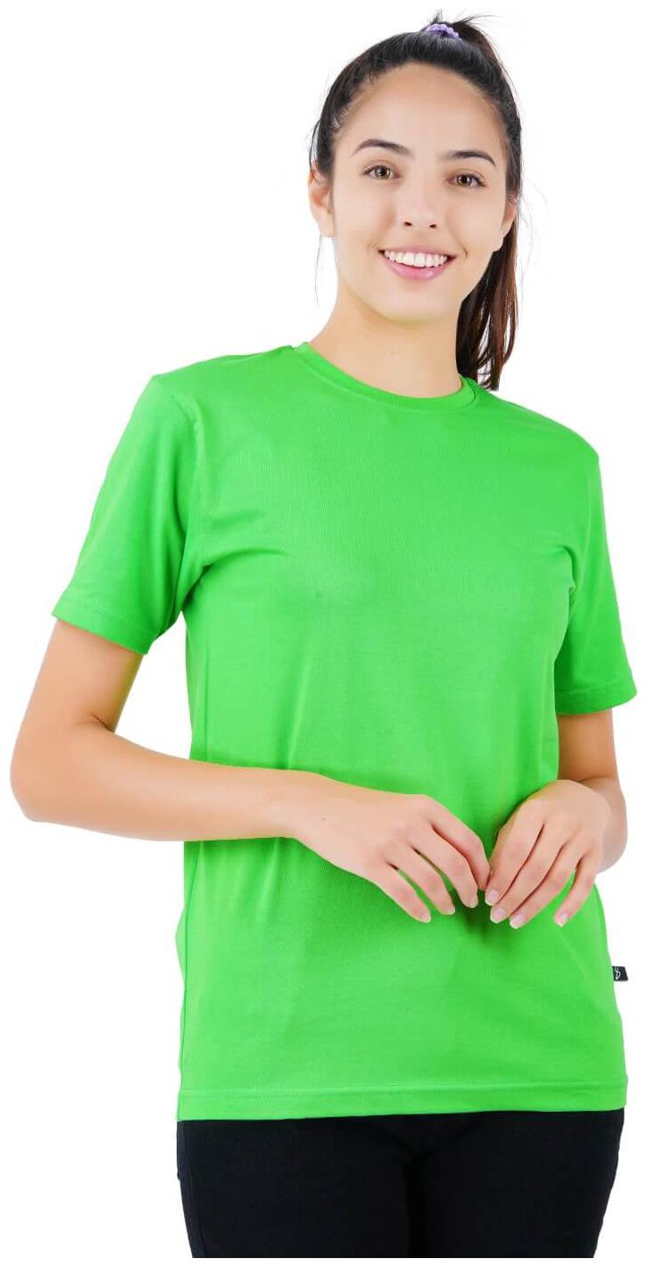 

stoovs Women Green Regular fit Round neck Cotton T shirt