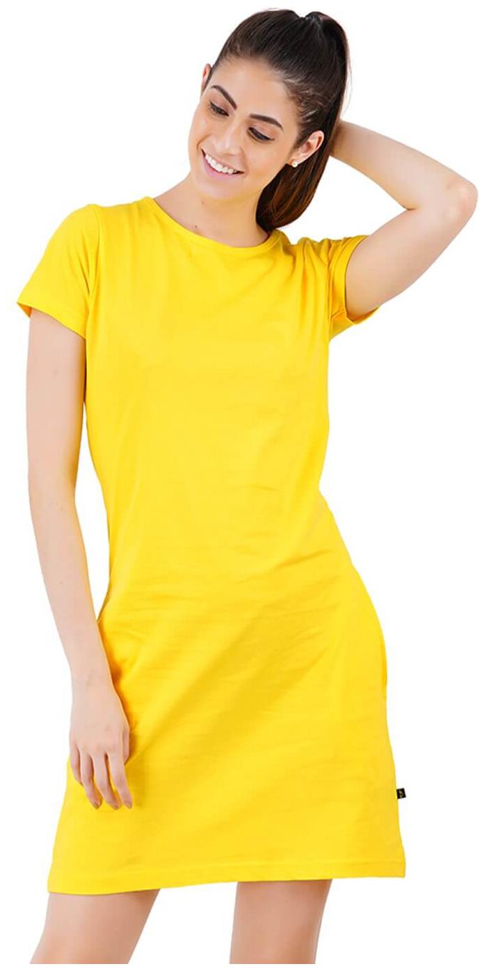 

stoovs Yellow Solid T shirt dress