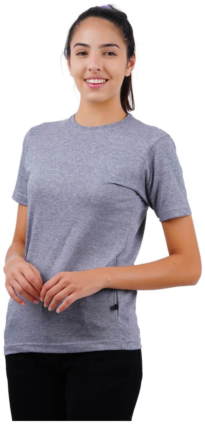 

stoovs Women Grey Regular fit Round neck Cotton T shirt