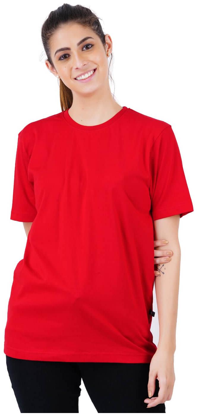

stoovs Women Red Regular fit Round neck Cotton T shirt