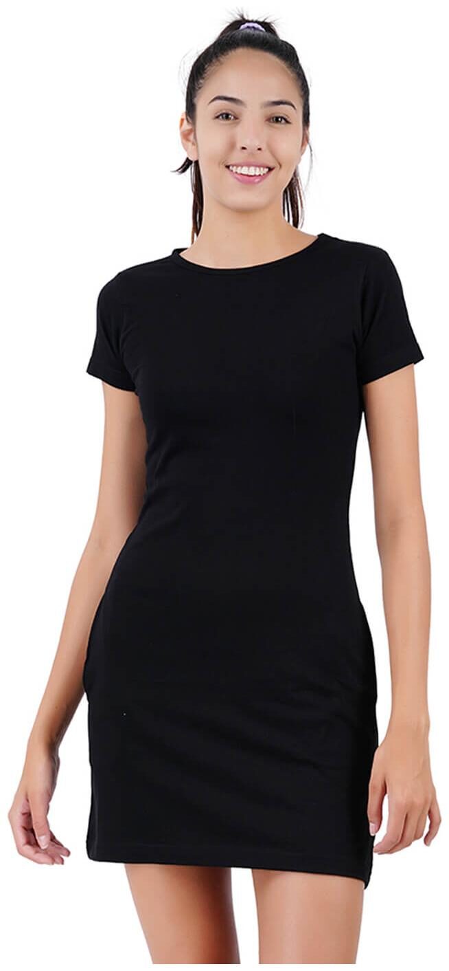 

stoovs Black Solid T shirt dress