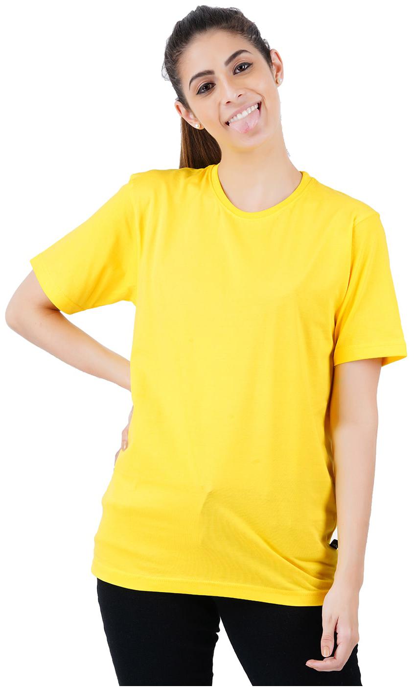 

stoovs Women Yellow Regular fit Round neck Cotton T shirt