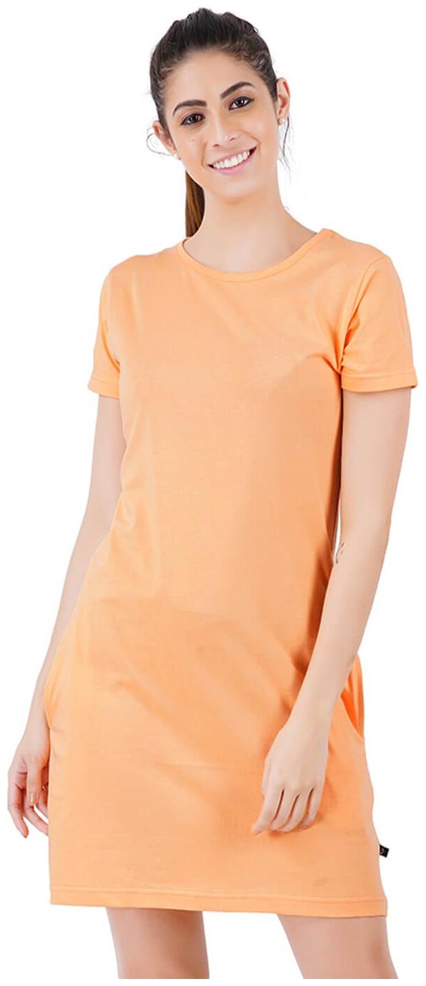 

stoovs Peach Solid T shirt dress