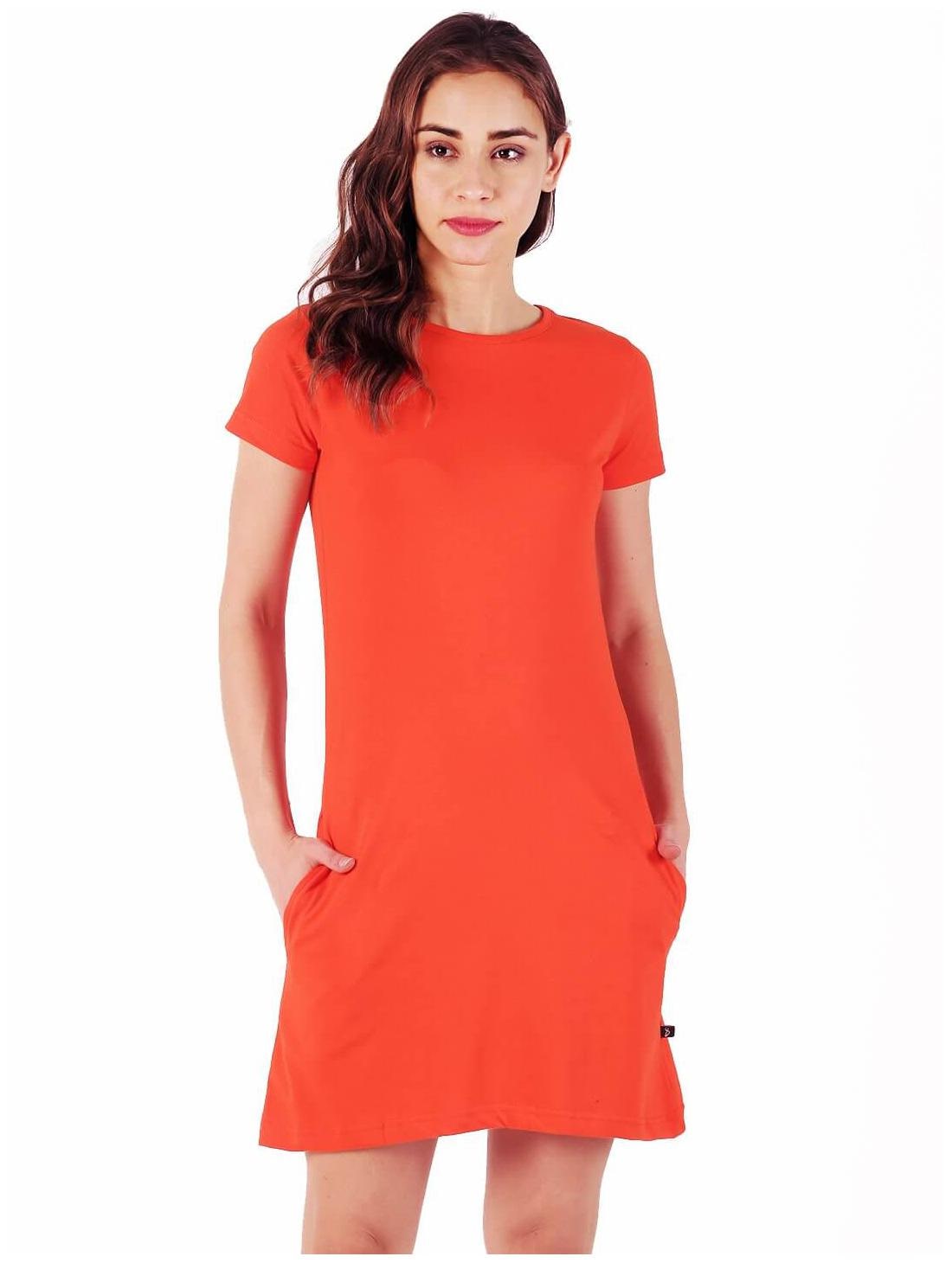 

stoovs Orange Solid T shirt dress