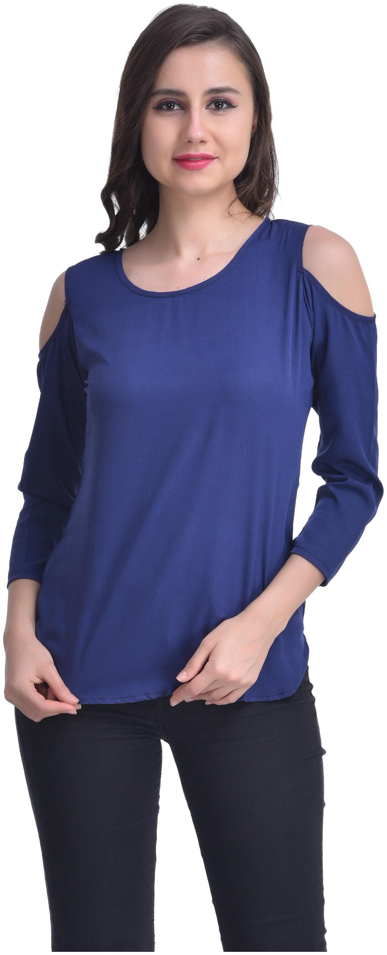Stop Look Women Solid Regular top Blue