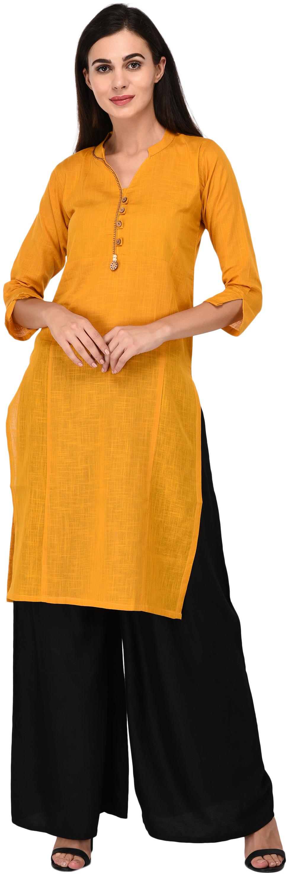 

Studio Nexx Women Mustard Solid Straight Kurti