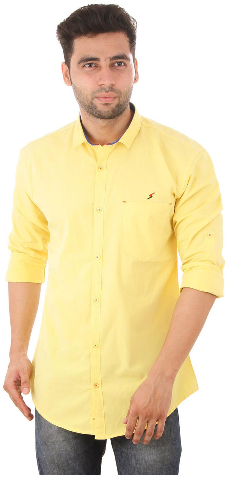 

Studio Nexx Men Yellow Solid Slim Fit Casual Shirt