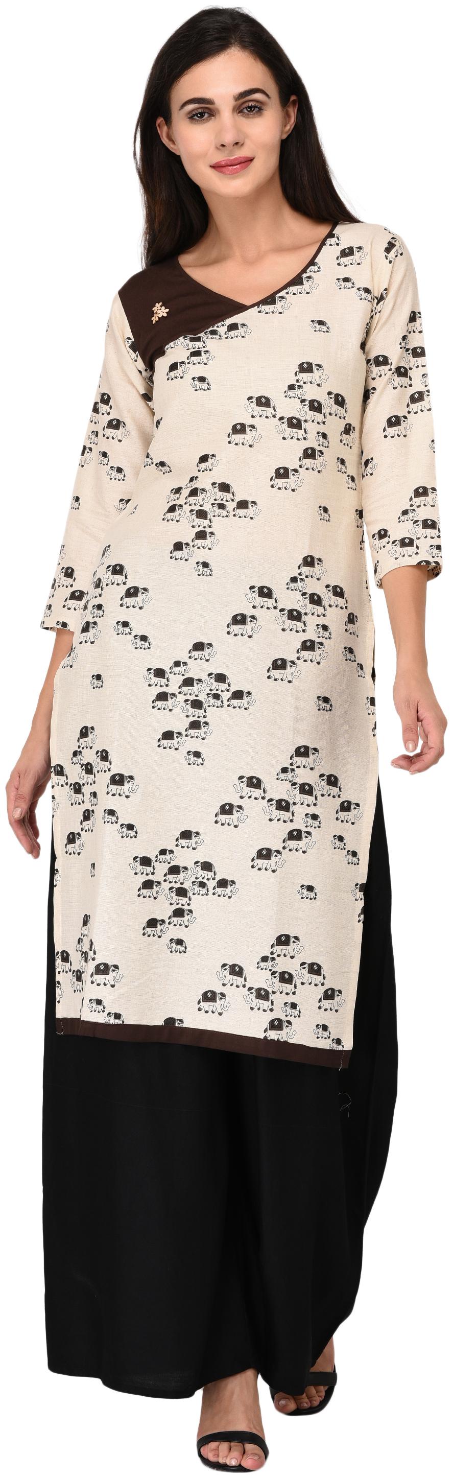 

Studio Nexx Women Beige Printed Straight Kurti