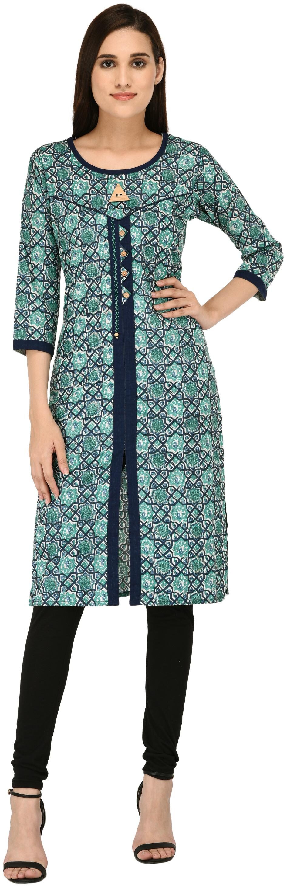 

Studio Nexx Women Green Printed Straight Kurti