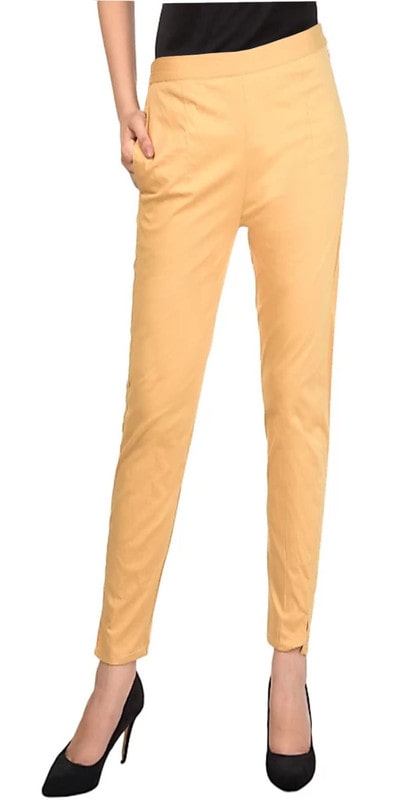 

Style Access Cotton Solid Beige Regular Pants For Women
