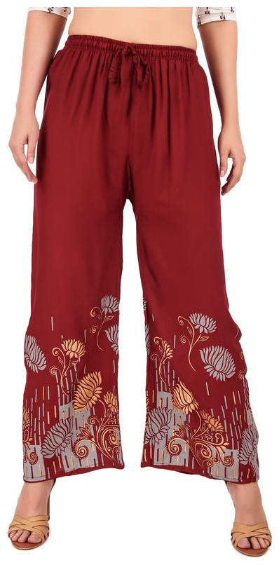 

Style Access Maroon Floral Flared Palazzo