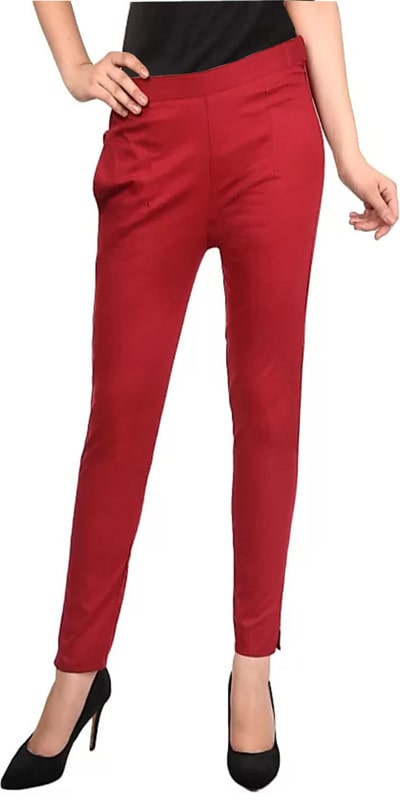 

Style Access Cotton Solid Maroon Regular Pants For Women
