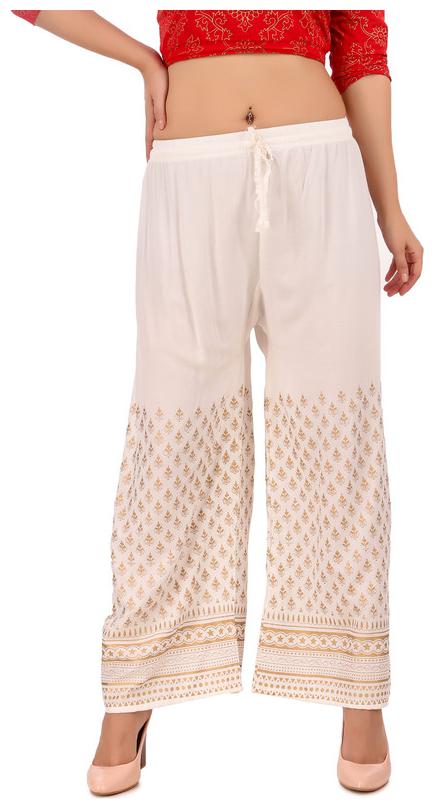 

Style Access White Printed Flared Palazzo