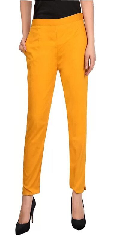 

Style Access Cotton Solid Mustard Regular Pants For Women
